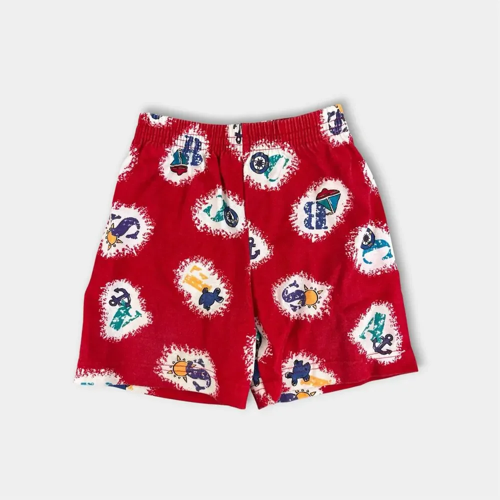 Vintage Carter's Red Alphabet Beach Shorts 18 Months USA